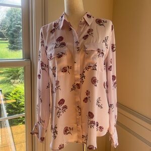 LOFT Pink Floral Button Down Shirt